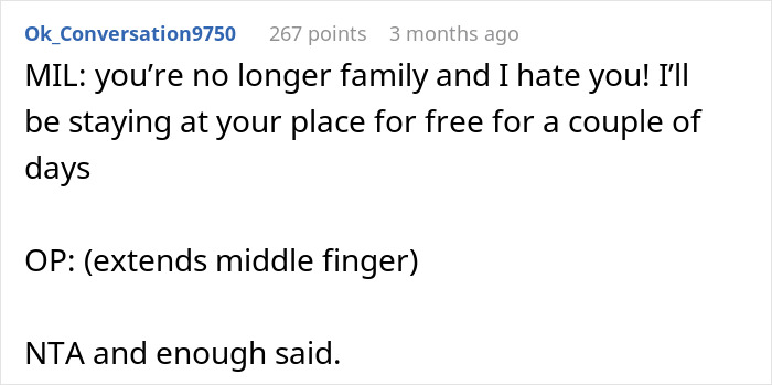 Woman Finally Is Free From Nasty MIL, Drama Ensues After She Refuses To Let Her Stay The Night Woman Finally Is Free From Nasty MIL, Drama Ensues After She Refuses To Let Her Stay The Night