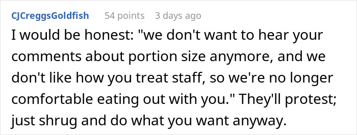MIL&rsquo;s Fat Shaming Costs Her Dining Privileges With Son And Daughter-In-Law Due To Her Behavior