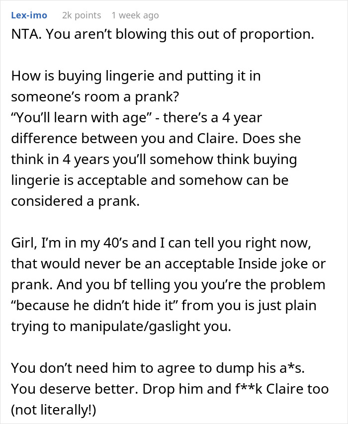 Woman Is Told She&rsquo;s &ldquo;Overreacting And Conservative&rdquo; After Her Reaction To Lingerie Prank