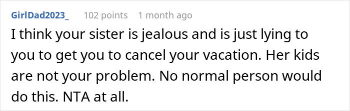 Sister Shocked When Woman Refuses To Cancel Fully Paid Vacation To Babysit Last-Minute Sister Shocked When Woman Refuses To Cancel Fully Paid Vacation To Babysit Last-Minute