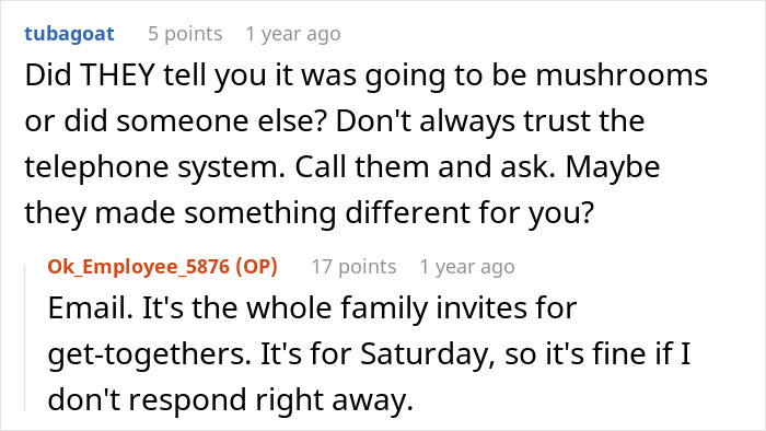 Allergic Person Receives Menu For Upcoming In-Law Dinner Party, Takes It As An Insult