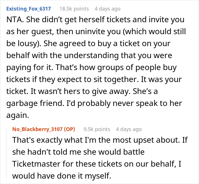 Woman Finds Out Friend Gave Her Ticket Concert Away, Kicks Her Out From Brunch and Upcoming Party