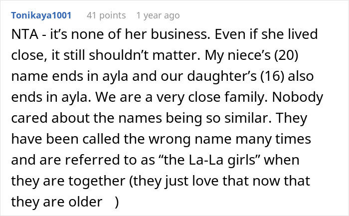 Couple Is Mad That Sis Named Newborn Similar To Their Daughter, She Calls Out Their Double Standards Couple Is Mad That Sis Named Newborn Similar To Their Daughter, She Calls Out Their Double Standards