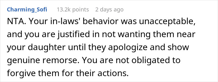 "AITA For Refusing To Let My In-Laws See My Daughter After What They Did During Her Birth?": Mom Shares Story