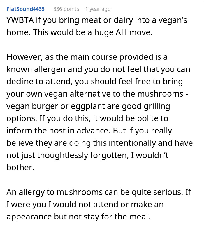 Allergic Person Receives Menu For Upcoming In-Law Dinner Party, Takes It As An Insult