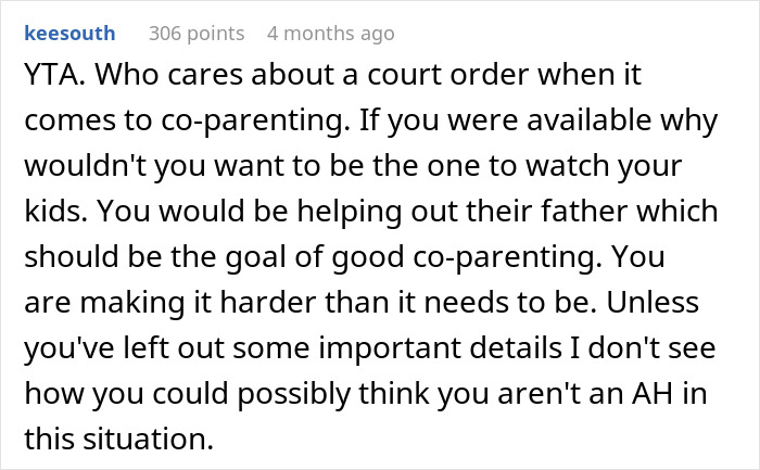 Mom Refuses To Take Her Kids During Ex&rsquo;s Week Because Of His Wife&rsquo;s Emergency, Gets A Reality Check