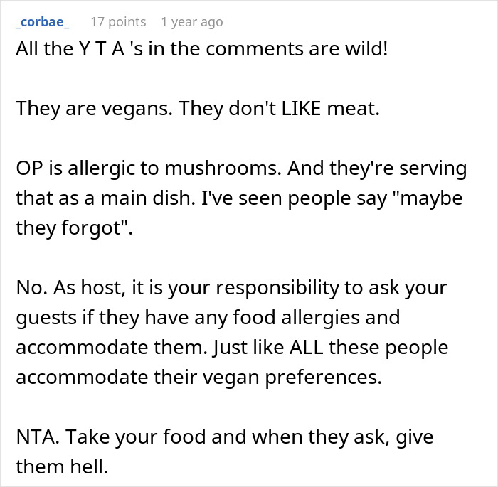 Allergic Person Receives Menu For Upcoming In-Law Dinner Party, Takes It As An Insult