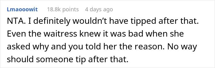 Restaurant Customer Leaves Zero Tip After Accidentally Overhearing What Waitress Said About Her