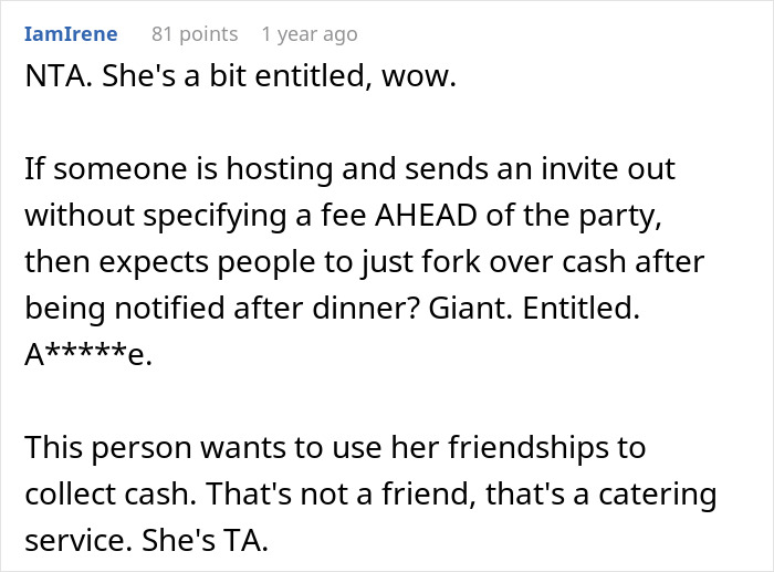 Unexpected Dinner Party Charge Leaves Guests Outraged: &ldquo;I Didn&rsquo;t Do This For Free&rdquo;