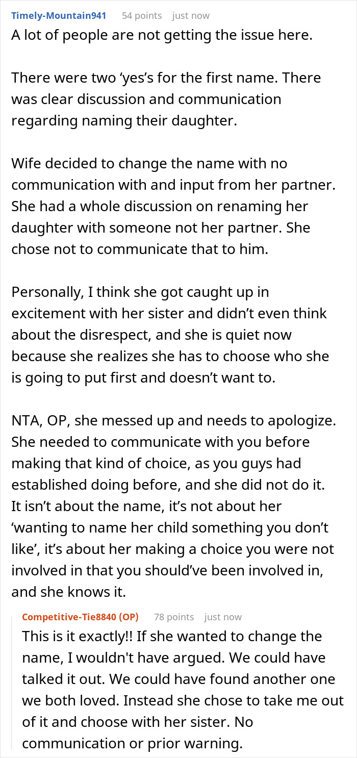 Man Sparks Family Feud By Rejecting SIL's Timeless Baby Name Idea For His Own Daughter