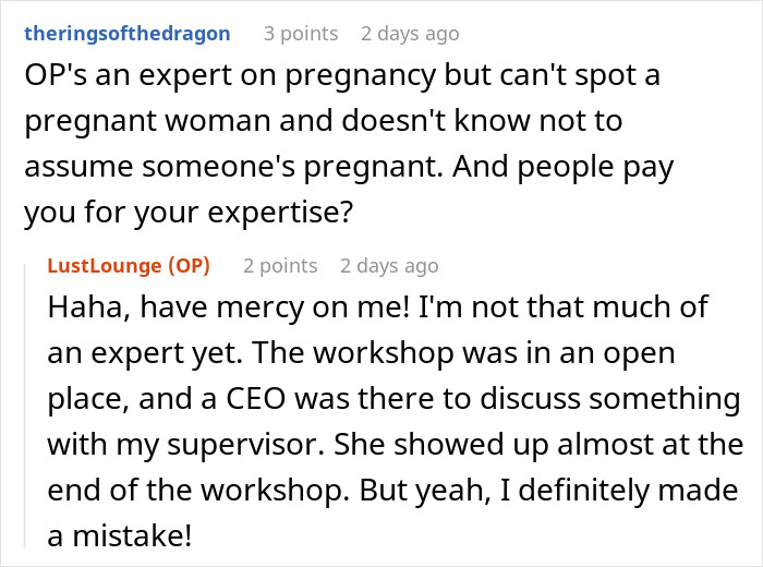 Pregnancy Workshop Host’s Assumption Leaves Her And CEO In Uncomfortable Silence Pregnancy Workshop Host’s Assumption Leaves Her And CEO In Uncomfortable Silence