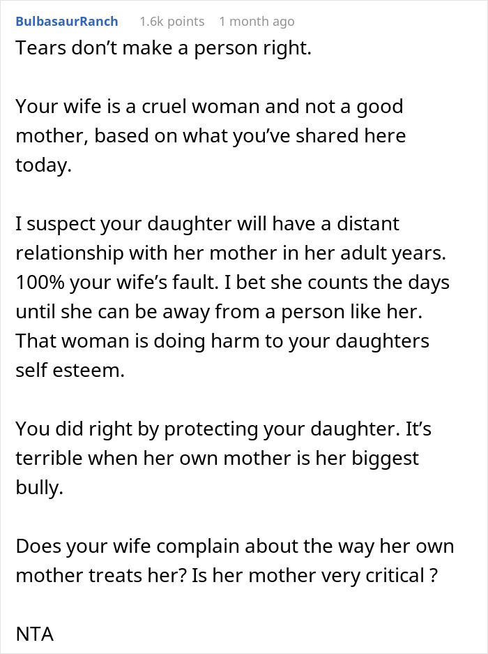 Woman Can&rsquo;t Stop Roasting Everything Her Daughter Does, Husband Loses His Cool And Asks For Divorce