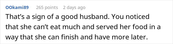 &ldquo;AITAH For Serving My Wife Less Food Than Me And Our Guests?&rdquo;