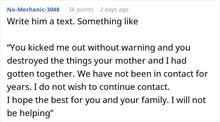 Stepdad Is Kicked Out After Wife Passes Away By Her Son, He Asks For Money Years Later