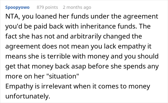 Woman Gets $30K Inheritance, Doesn’t Get Why Brother Keeps Asking Her For The $3K She Owes Him Woman Gets $30K Inheritance, Doesn’t Get Why Brother Keeps Asking Her For The $3K She Owes Him