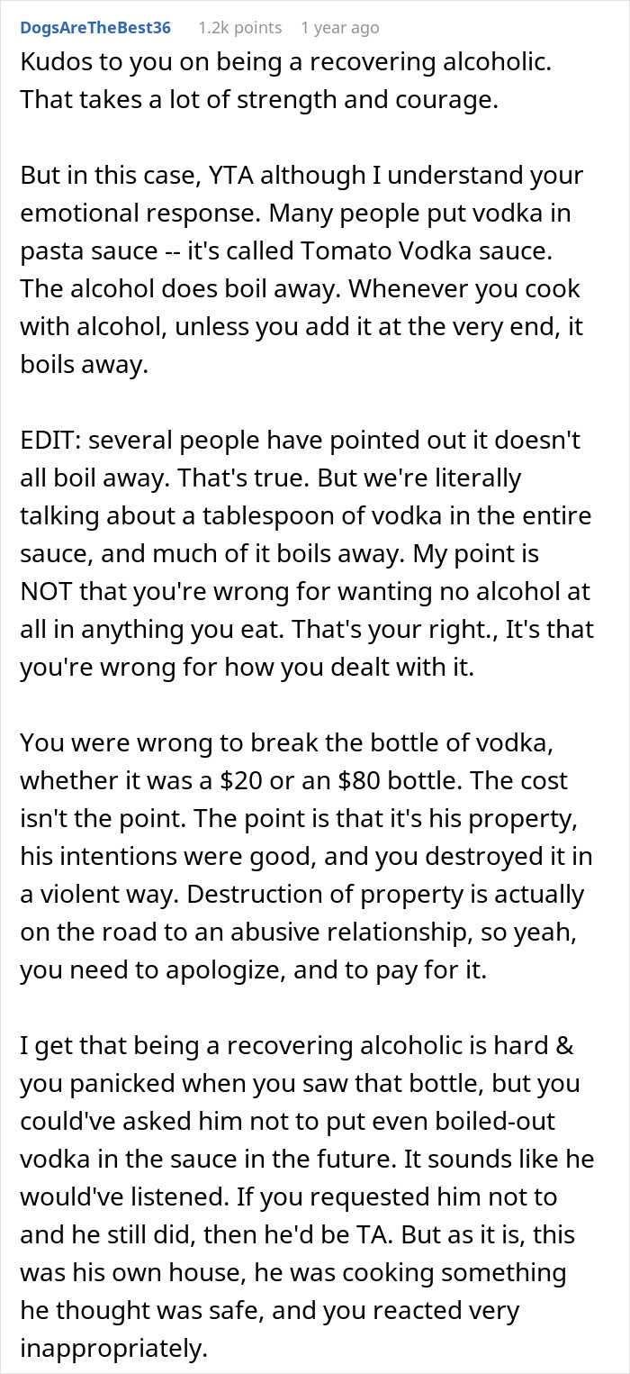 “He’s Been Lacing My Food For Years”: Former Alcoholic GF Explodes As BF Used Vodka For Making Sauce “He’s Been Lacing My Food For Years”: Former Alcoholic GF Explodes As BF Used Vodka For Making Sauce