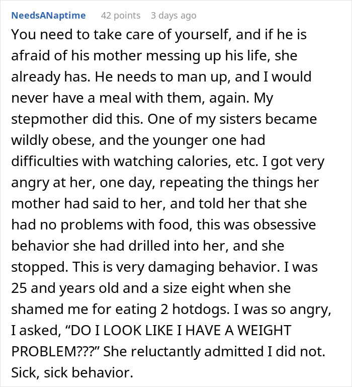 MIL&rsquo;s Fat Shaming Costs Her Dining Privileges With Son And Daughter-In-Law Due To Her Behavior