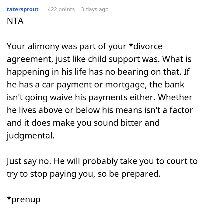 Ex-Hubby Asks Woman To Waive Alimony So He Can Pay For Cancer Treatment, She Emphasizes His Spending Ex-Hubby Asks Woman To Waive Alimony So He Can Pay For Cancer Treatment, She Emphasizes His Spending