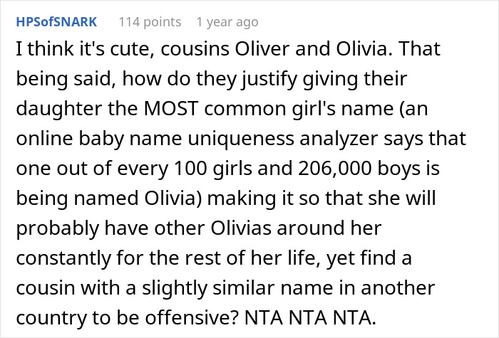 Couple Is Mad That Sis Named Newborn Similar To Their Daughter, She Calls Out Their Double Standards Couple Is Mad That Sis Named Newborn Similar To Their Daughter, She Calls Out Their Double Standards