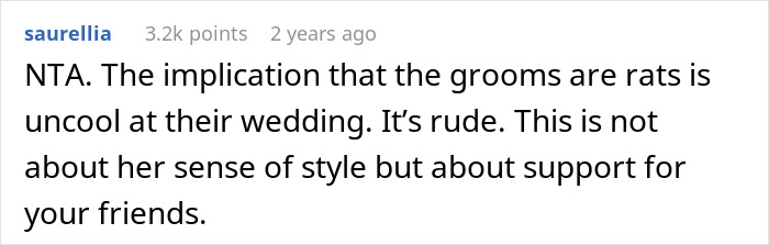 Woman Won't Change Her Mind About Wearing "I Support Gay Rats" Dress To Wedding, Ends Up Single Woman Won't Change Her Mind About Wearing "I Support Gay Rats" Dress To Wedding, Ends Up Single