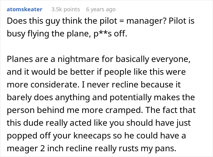 "I Wasn't Talking To You": Entitled Passenger Demands Reclining Seat, Gets Owned By The Copilot