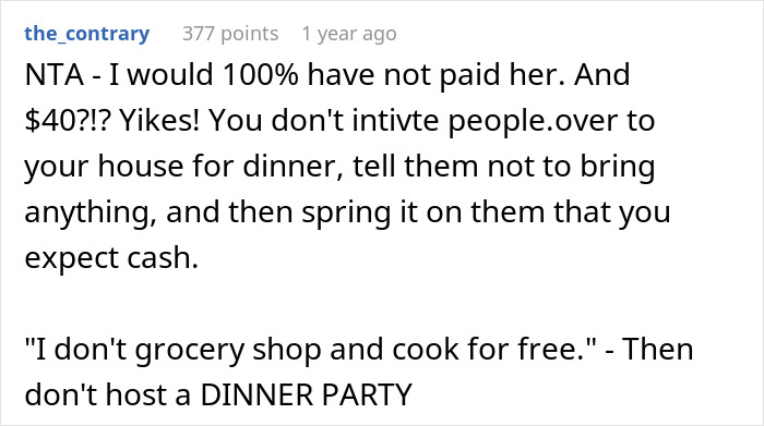 Unexpected Dinner Party Charge Leaves Guests Outraged: &ldquo;I Didn&rsquo;t Do This For Free&rdquo;