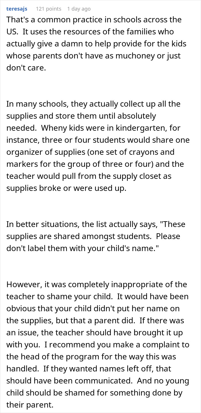 “I Basically Wrote Her Name On Everything To Prevent Theft”: Daughter Shamed, Mom Calls Teacher “I Basically Wrote Her Name On Everything To Prevent Theft”: Daughter Shamed, Mom Calls Teacher