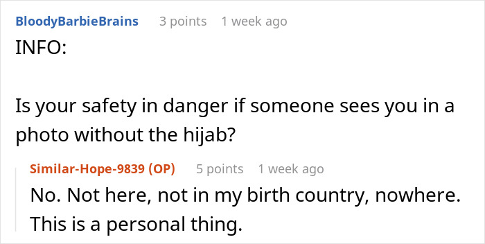 Muslim Friend Is Terrified After Bride Posts Pic Of Her Without Her Hijab, Refuses To Delete It Muslim Friend Is Terrified After Bride Posts Pic Of Her Without Her Hijab, Refuses To Delete It