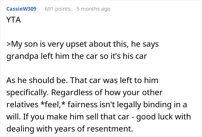 Mom Forces Son To Sell A Car He Inherited From Grandpa To Share With Family, Gets A Reality Check Mom Forces Son To Sell A Car He Inherited From Grandpa To Share With Family, Gets A Reality Check