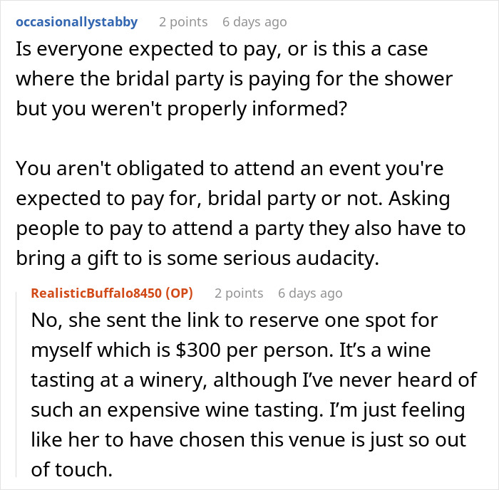 “How Tacky”: Woman Refuses To Attend Cousin’s Bridal Shower After Seeing $300 Entrance Fee “How Tacky”: Woman Refuses To Attend Cousin’s Bridal Shower After Seeing $300 Entrance Fee