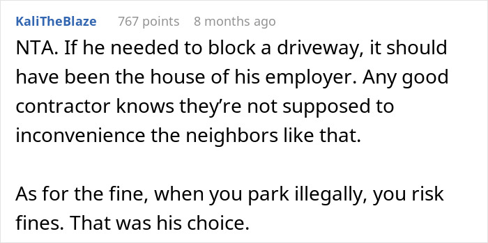 Entitled Contractor Blocks Neighbor&rsquo;s Driveway, Then Demands He Cover The Parking Fine