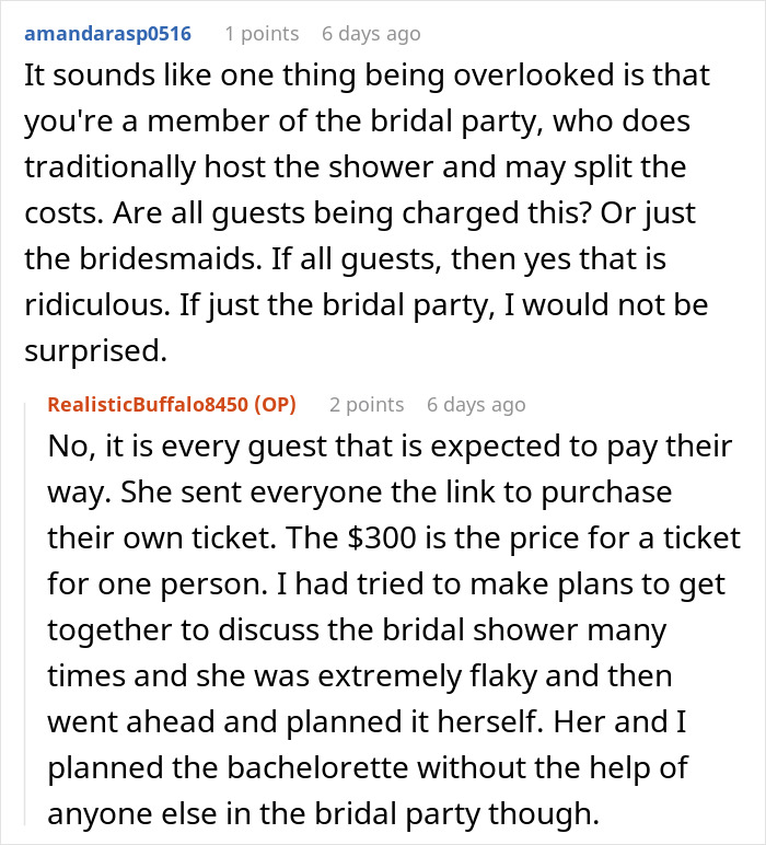 “How Tacky”: Woman Refuses To Attend Cousin’s Bridal Shower After Seeing $300 Entrance Fee “How Tacky”: Woman Refuses To Attend Cousin’s Bridal Shower After Seeing $300 Entrance Fee