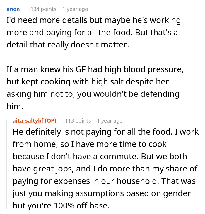 Woman Refuses To Cut Salt From Meals Completely Because Of BF&rsquo;s Blood Pressure, He Turns &ldquo;Salty&rdquo;