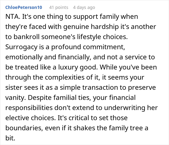 Man Learns Why Sister Wants Him To Pay For Her Surrogate, Tells Her Exactly What He Thinks Of Her