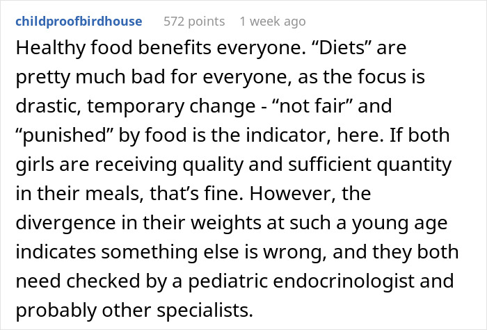 Parent Denies Punishing Their Skinny Twin After She Discovers True Motive Behind Family's Diet Shift Parent Denies Punishing Their Skinny Twin After She Discovers True Motive Behind Family's Diet Shift