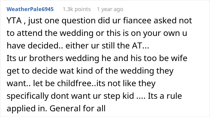 Guy Decides To Skip Only Brother&rsquo;s Wedding As His Fianc&eacute;e&rsquo;s Kid Is Not Invited, Upsets Family