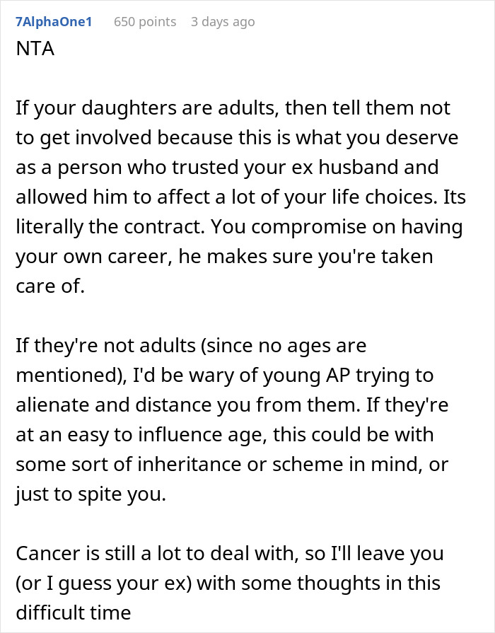 Ex-Hubby Asks Woman To Waive Alimony So He Can Pay For Cancer Treatment, She Emphasizes His Spending Ex-Hubby Asks Woman To Waive Alimony So He Can Pay For Cancer Treatment, She Emphasizes His Spending