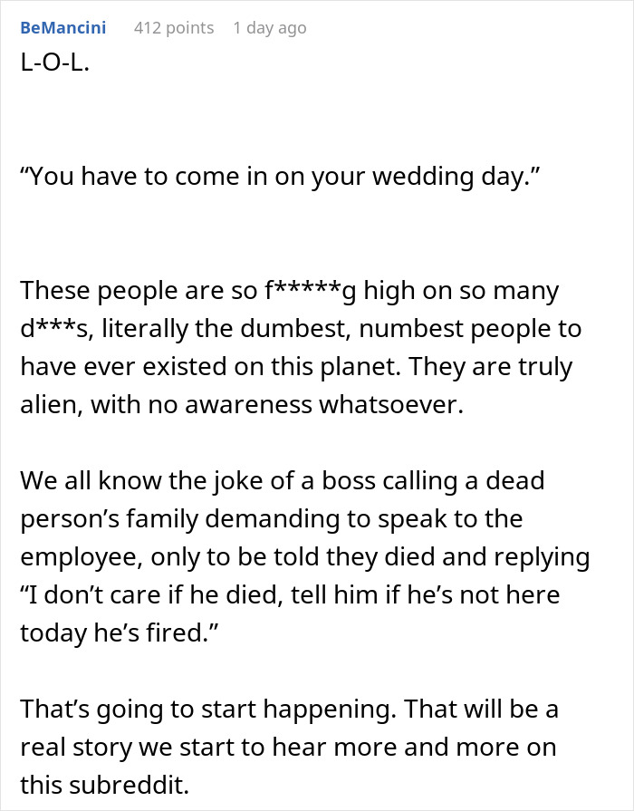 &ldquo;Set The Example&rdquo;: Manager Ordered To Work On His Wedding Day And Honeymoon