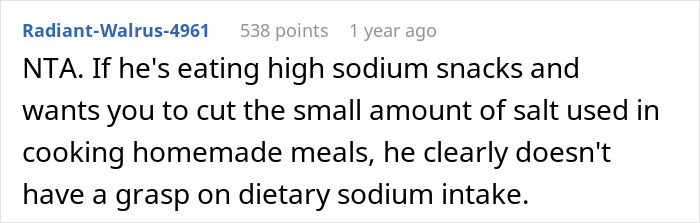 Woman Refuses To Cut Salt From Meals Completely Because Of BF&rsquo;s Blood Pressure, He Turns &ldquo;Salty&rdquo;