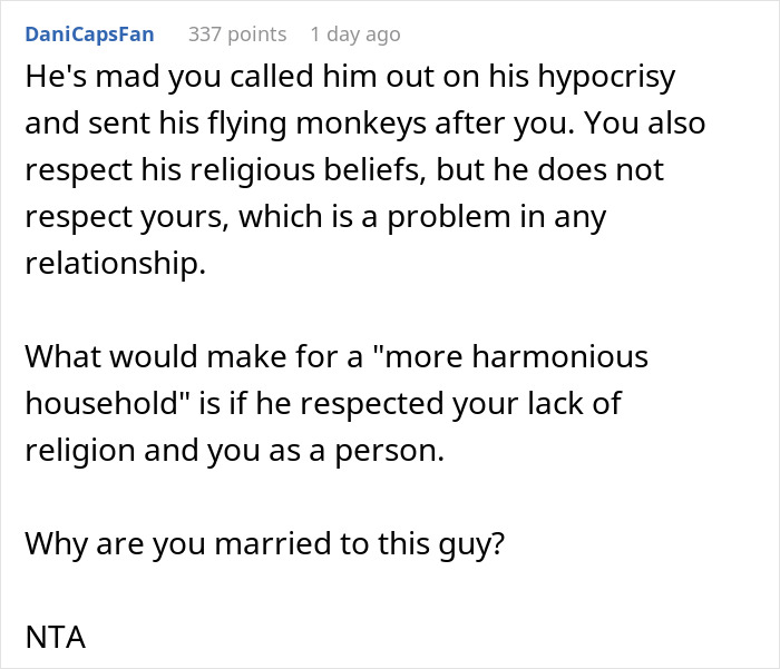 Woman Agrees To Convert If Husband Agrees To Actually Be A Good Christian, Triggers Him