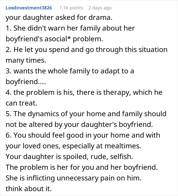 &ldquo;AITA If I Asked My Daughter&rsquo;s Deipnophobic Boyfriend Not To Come Over When We Are Eating?&rdquo;