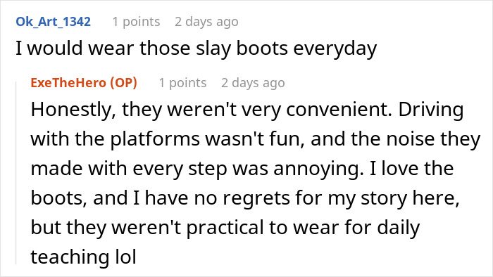 Teacher Banned From Wearing Sneakers Due To Dress Code, Responds With Goth Platform Boots Teacher Banned From Wearing Sneakers Due To Dress Code, Responds With Goth Platform Boots
