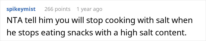 Woman Refuses To Cut Salt From Meals Completely Because Of BF&rsquo;s Blood Pressure, He Turns &ldquo;Salty&rdquo;