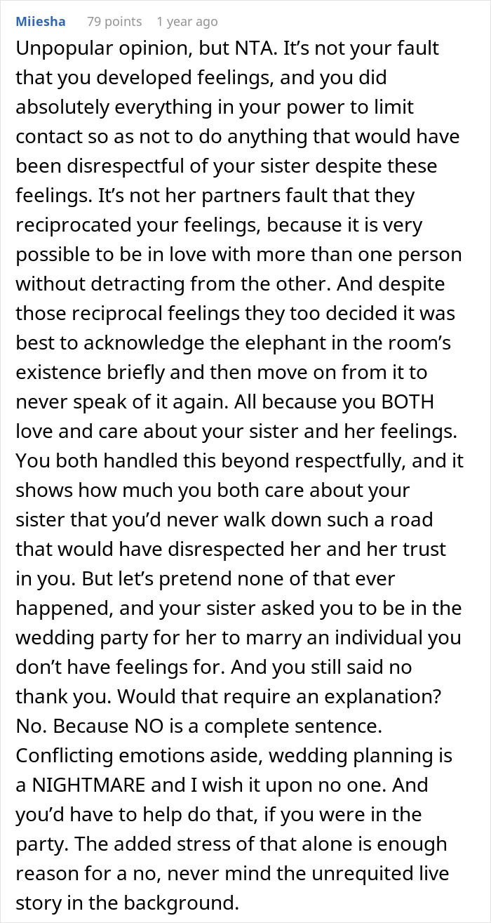 Man Wonders If He Should Confess The Reason He Won&rsquo;t Attend Sister&rsquo;s Bridal Party