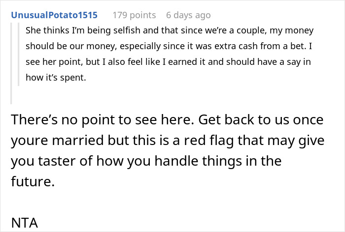 Man Is Called A Jerk For Not Wanting To Spend His Bet Winnings On A Trip That Doesn&rsquo;t Involve Him