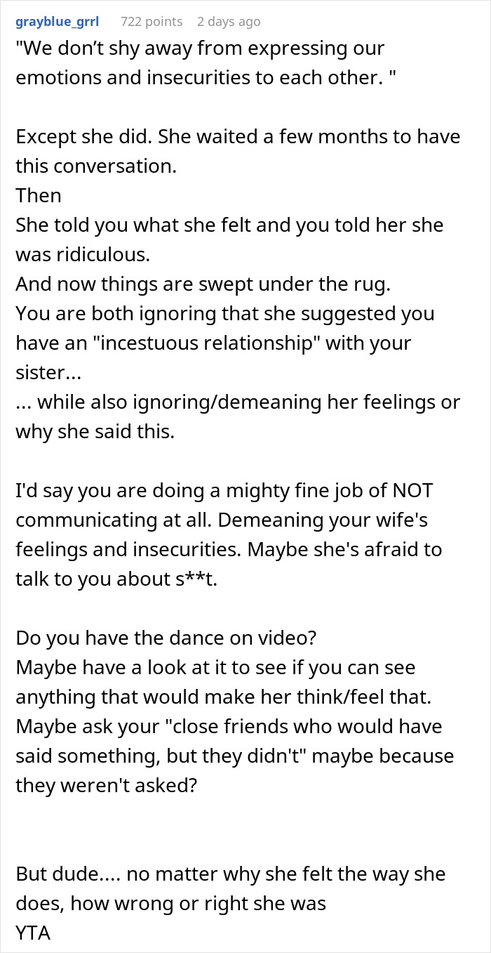 Man Brushes Off Wife&rsquo;s Concern About His Relationship With His Sister, People Have Their Doubts