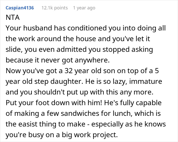 Woman Expected To Drop Work And Make Sandwiches For Husband And Stepkid, Loses It And Bashes Him Woman Expected To Drop Work And Make Sandwiches For Husband And Stepkid, Loses It And Bashes Him