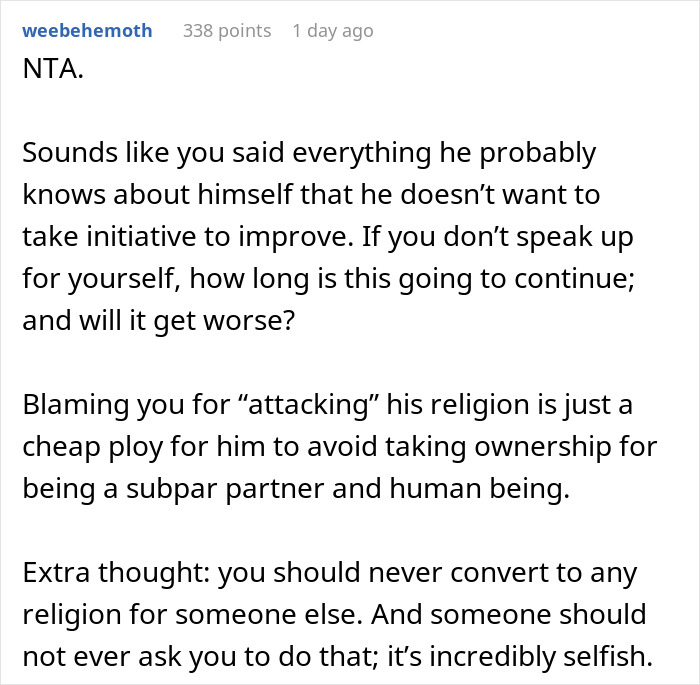 Woman Agrees To Convert If Husband Agrees To Actually Be A Good Christian, Triggers Him