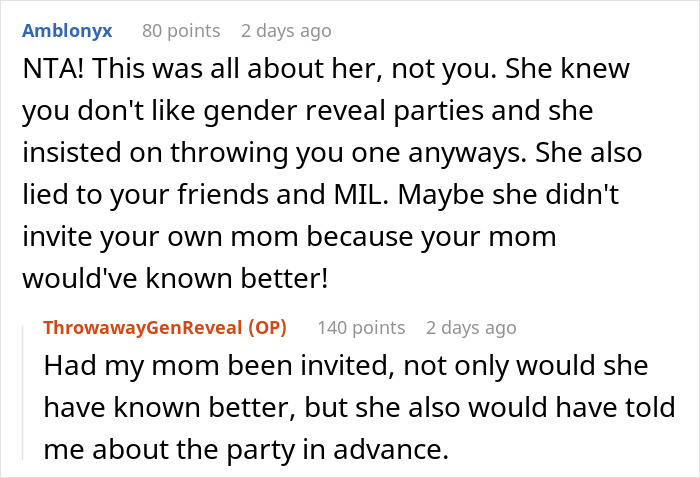 Pregnant Woman 'Spoils' Gender Reveal Party For Guests After Stepmom Throws It Against Her Will Pregnant Woman 'Spoils' Gender Reveal Party For Guests After Stepmom Throws It Against Her Will