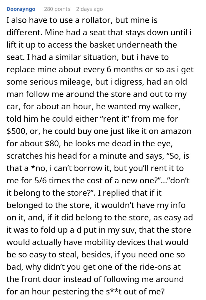 Lady Tries To Grab Man&rsquo;s Rollator Wanting To Use It For Herself, Follows Him To His Car